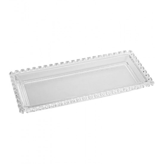 Travessa 29,8x13x2,5cm Retangular De Cristal Ecológico Coração
